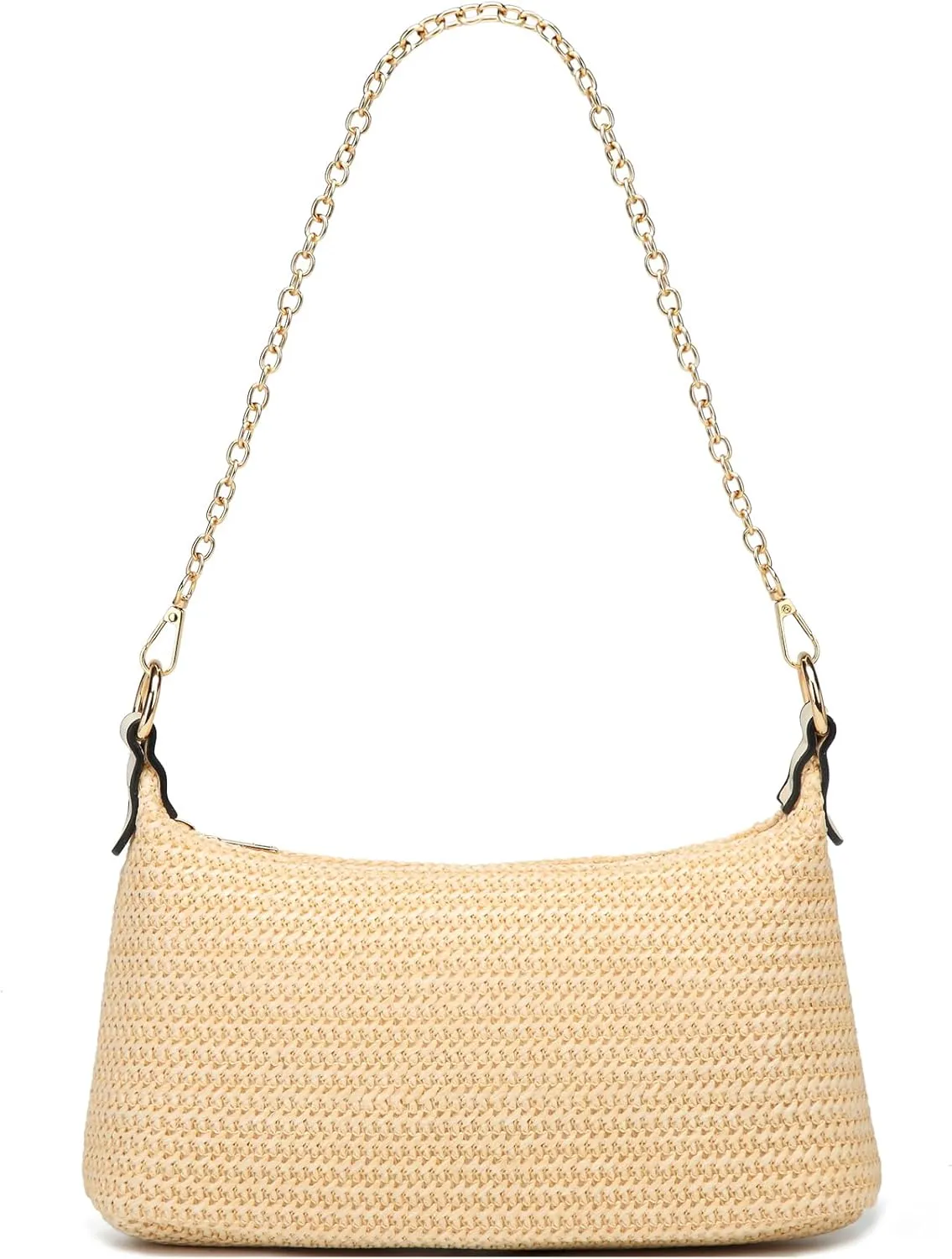 CROJUYI Straw Shoulder Bag for Women Soft Small Woven Shoulder Purse Handbag,Beach Tote Straw Bag for Summer