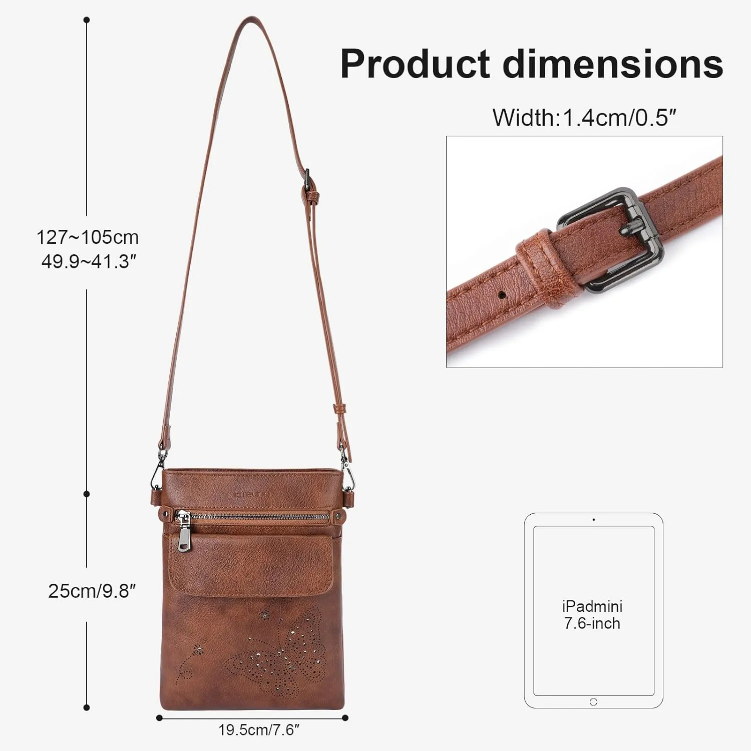 Crossbody Bag for women, Vegan Leathe Cross body Purse with Adjustable Strap, Multi Pocket Shoulder Handbag