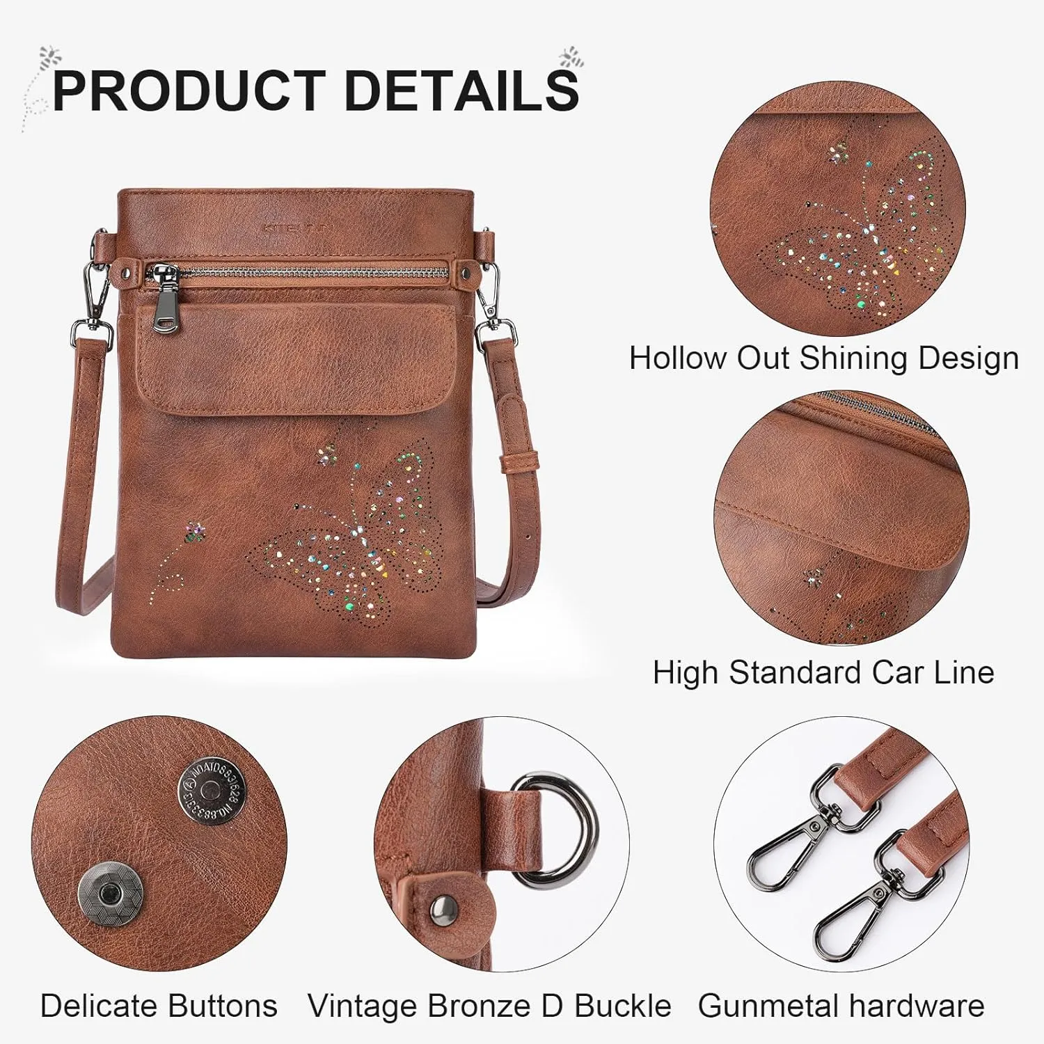 Crossbody Bag for women, Vegan Leathe Cross body Purse with Adjustable Strap, Multi Pocket Shoulder Handbag
