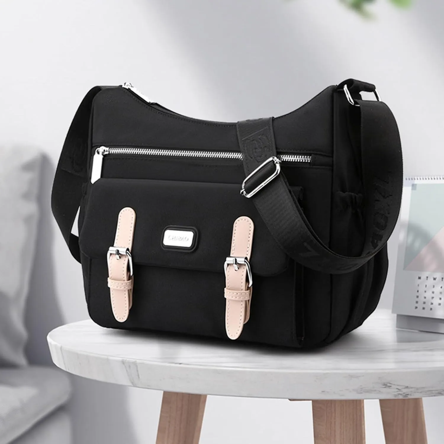 Crossbody Bags for Women Lightweight Shoulder Handbags Waterproof Nylon Purse with Pockets Messenger Bags (Purple)