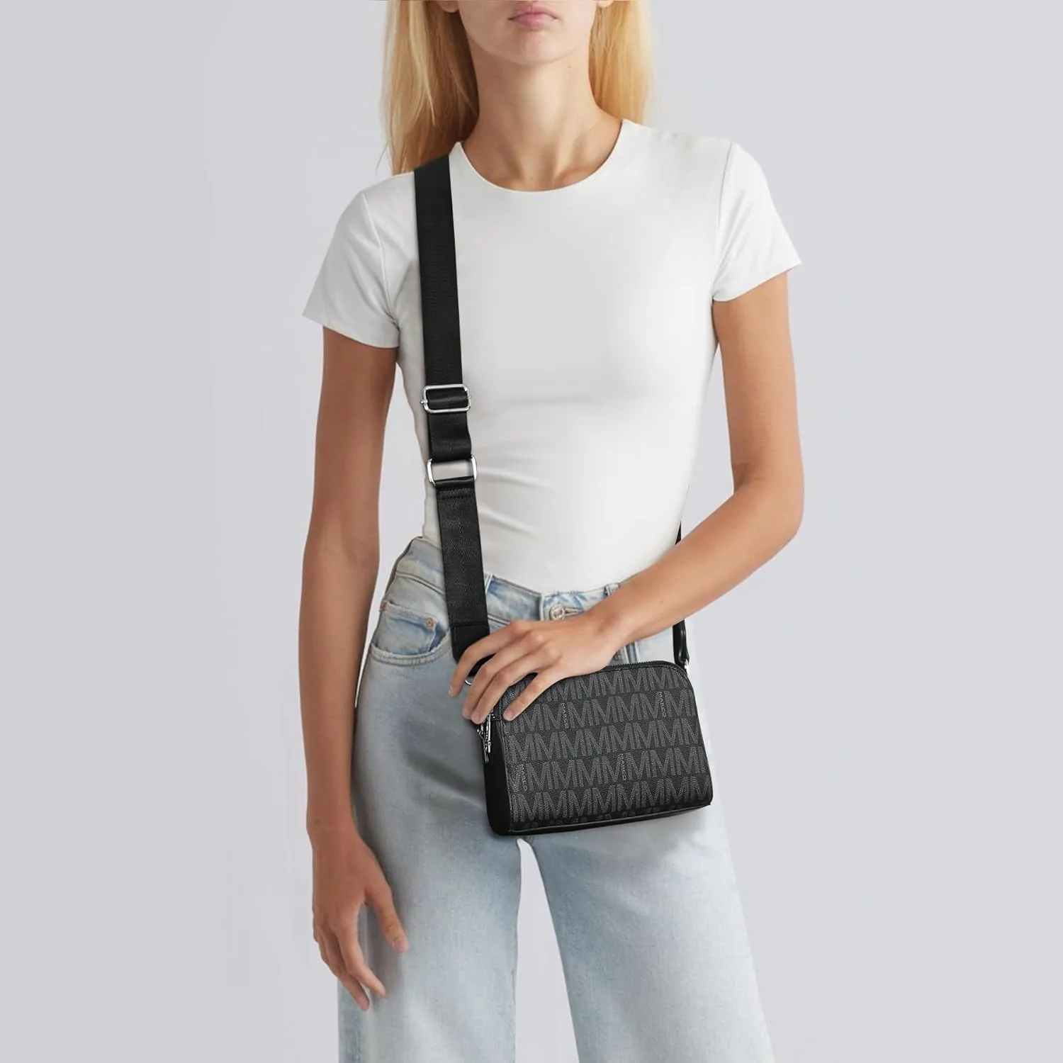 Crossbody Bags for Women Triple Zip Vegan Leather Camera Purses Small Shoulder Handbags with Wide Strap