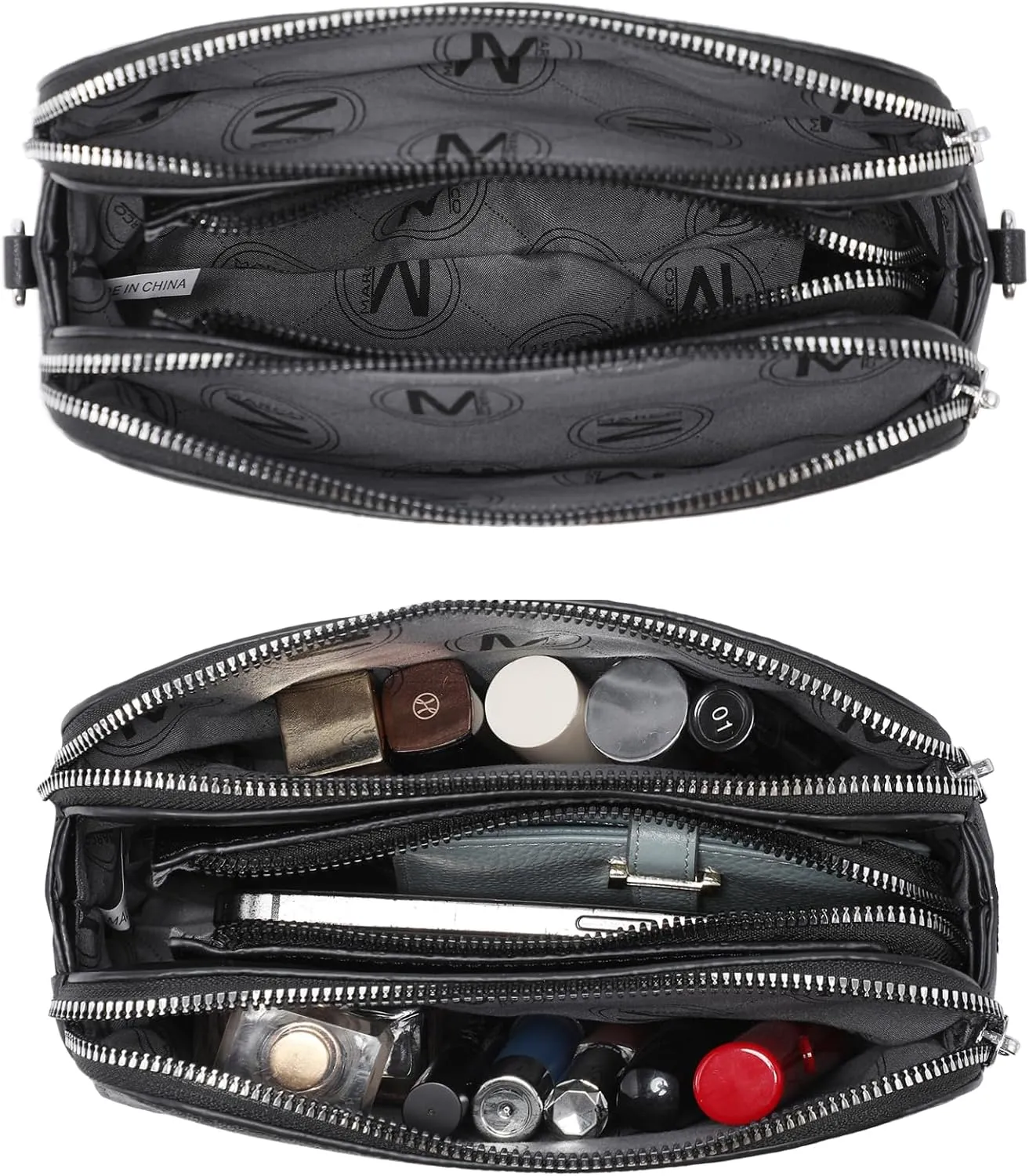 Crossbody Bags for Women Triple Zip Vegan Leather Camera Purses Small Shoulder Handbags with Wide Strap