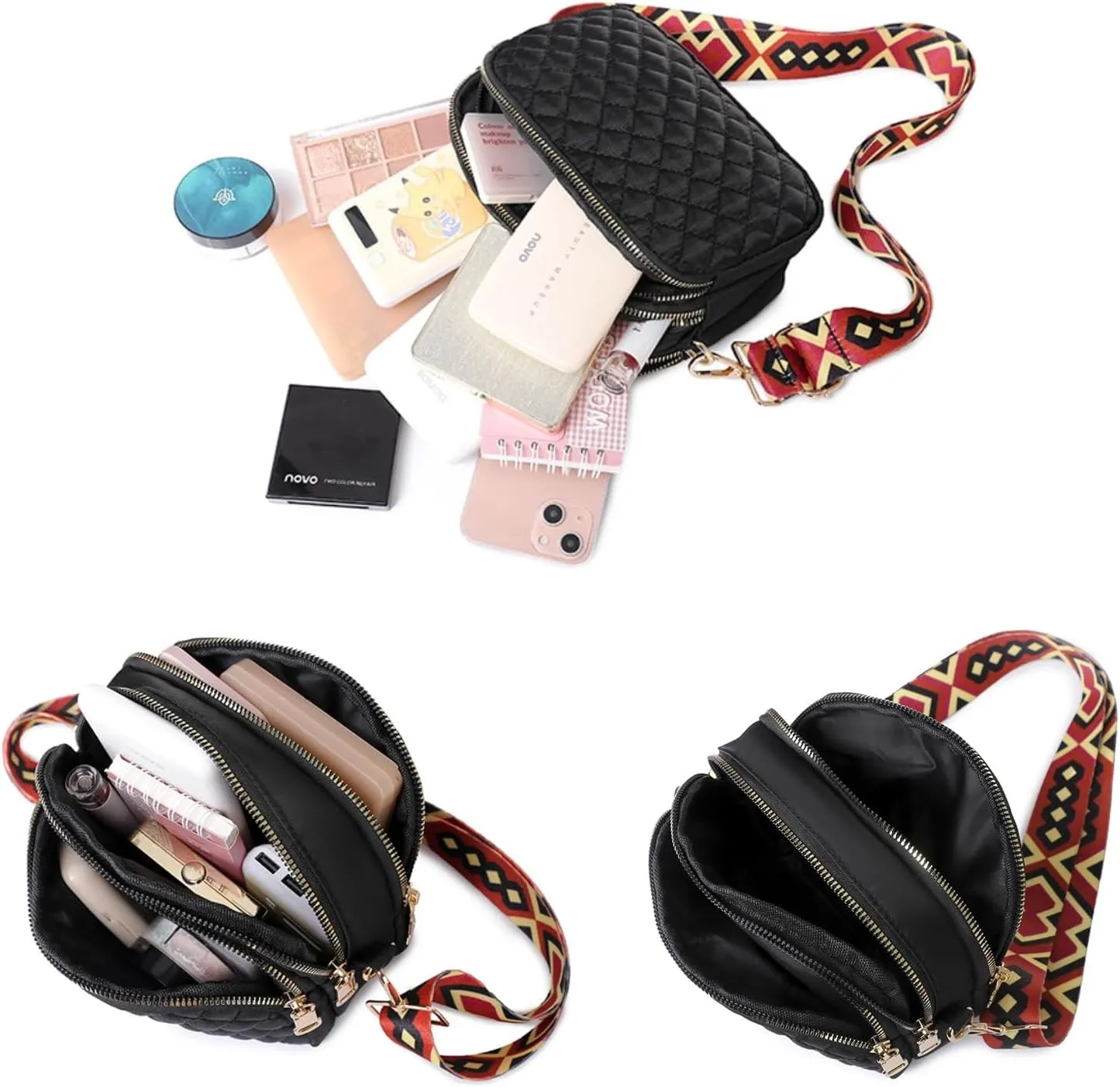 Crossbody Bags For Women Waterproof Lightweight Shoulder Bag Small Casual Nylon Handbags Multiple Pockets Purse