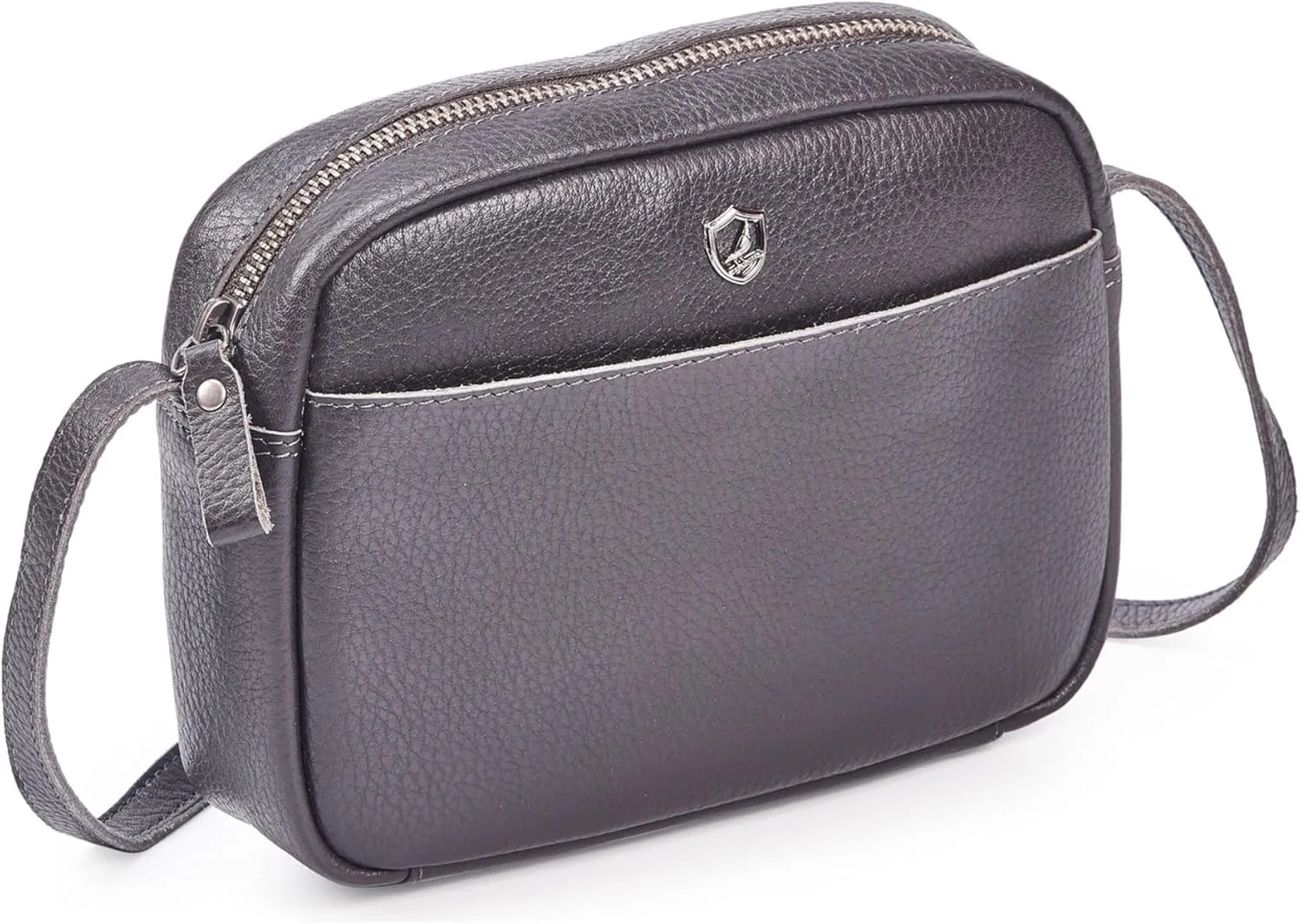 Crossbody Sling Bag for Women Trendy Real Leather Purse Mini Soft Pebbled Crossover with Card Case