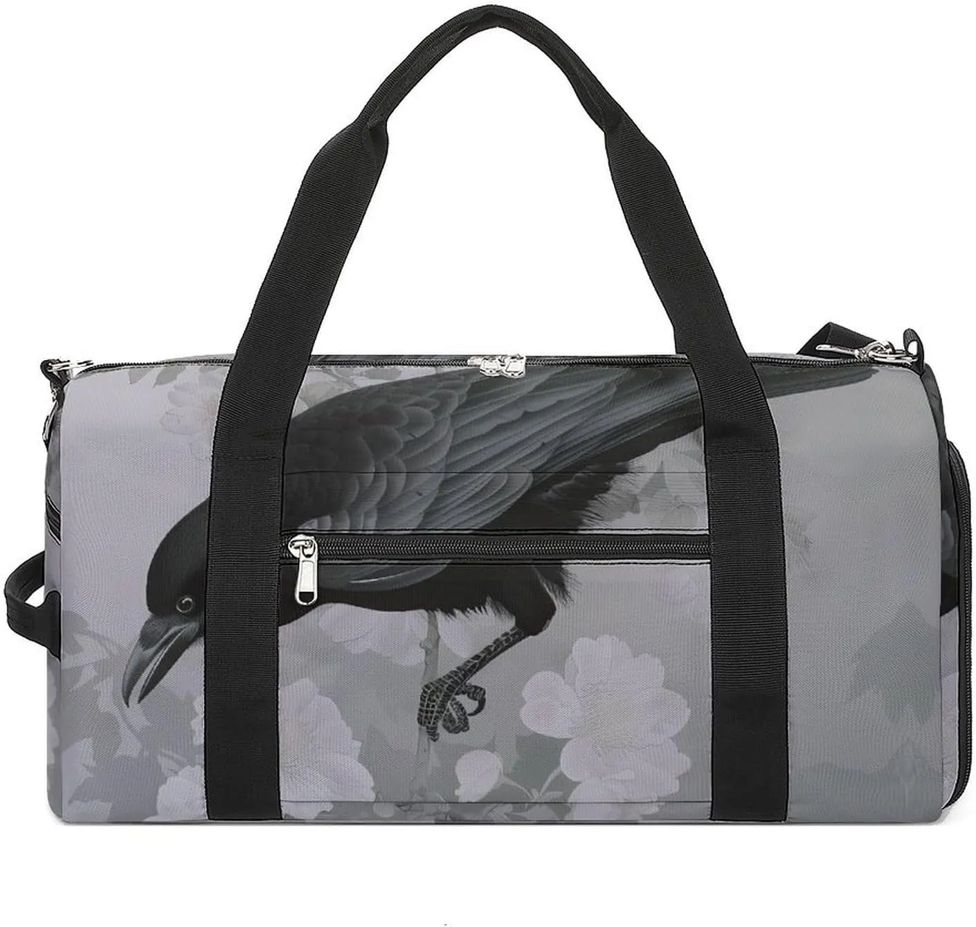 Crow And Flowers Gym Bag for Men Women Lightweight Duffel Bag Sports Workout Bag for Travel Yoga