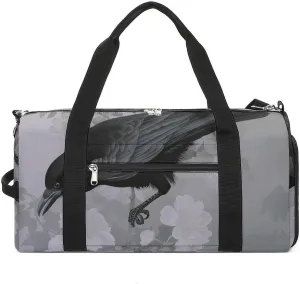 Crow And Flowers Gym Bag for Men Women Lightweight Duffel Bag Sports Workout Bag for Travel Yoga
