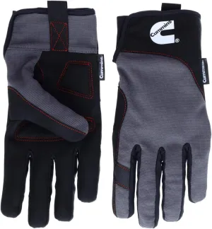 Cummins Mechanic Glove - Gray and Black Synthetic Leather Anti-Vibration Anti-Abrasion Work Gloves for Men All Season, Large