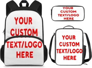 Custom 3Pcs Backpack Set with Lunch Bag Pencil Case Add Your Name Personalized School Book Bags Customization Backpack for Girls Boys Teens