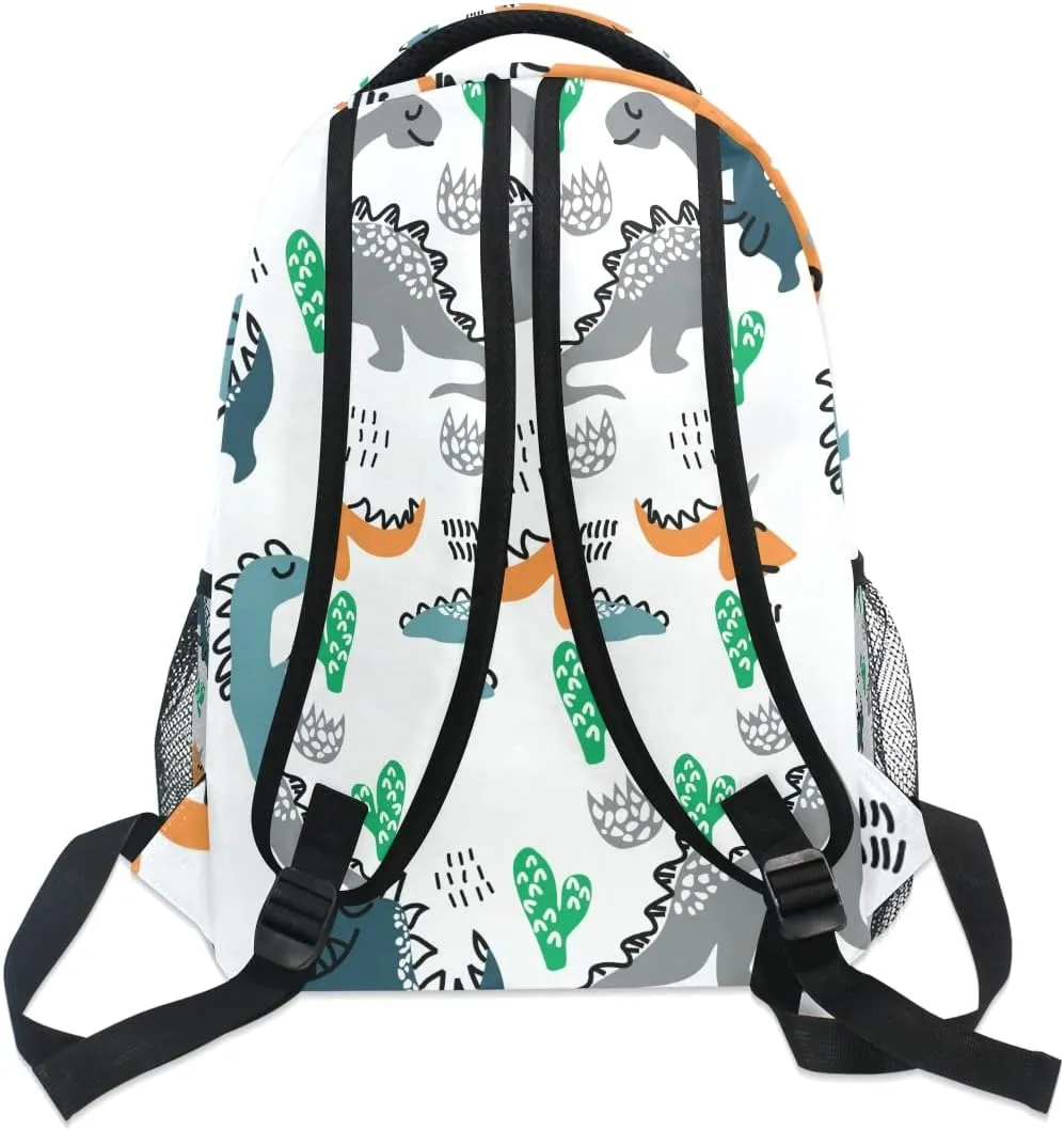 Custom Cartoon Dinosaurs Cactus School Backpack Personalized Your Name Text Bookbag for Boys Girls Elementary School Casual Travel Bag Computer Laptop Daypack
