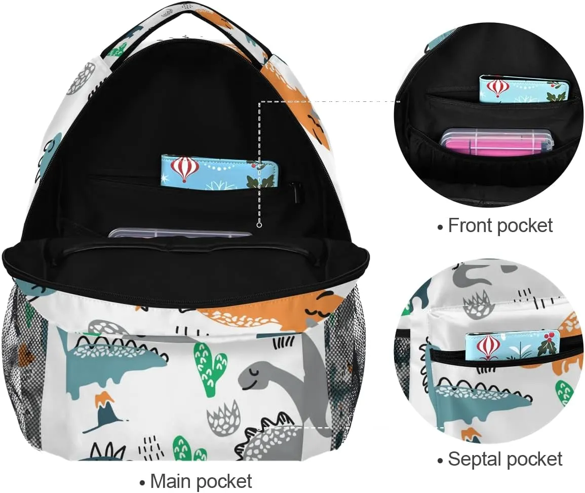 Custom Cartoon Dinosaurs Cactus School Backpack Personalized Your Name Text Bookbag for Boys Girls Elementary School Casual Travel Bag Computer Laptop Daypack