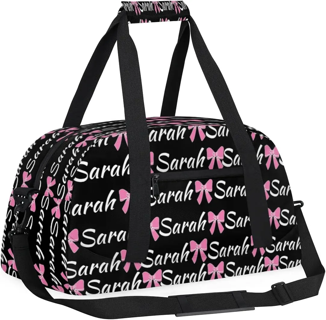 Custom Cheer Bag Girl Sport Duffel Bag, Personalized Cheerleaders Gym Bag, Customized Travel Duffle Bag with Name, Overnight Weekender Bags, Black, Cheerleading Gifts
