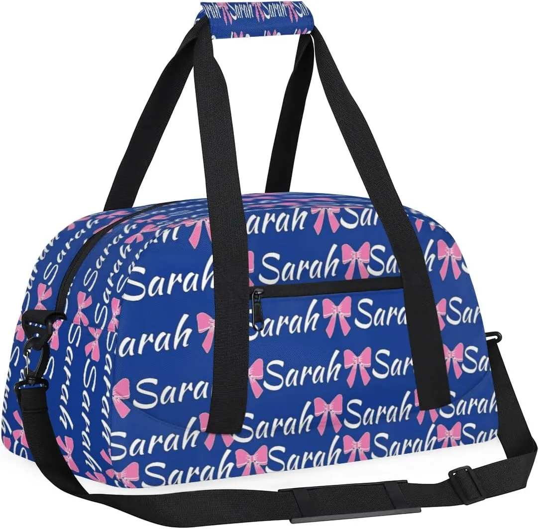 Custom Cheer Bag Girl Sport Duffel Bag, Personalized Cheerleaders Gym Bag, Customized Travel Duffle Bag with Name, Overnight Weekender Bags, Cobalt Blue, Cheerleading Gifts