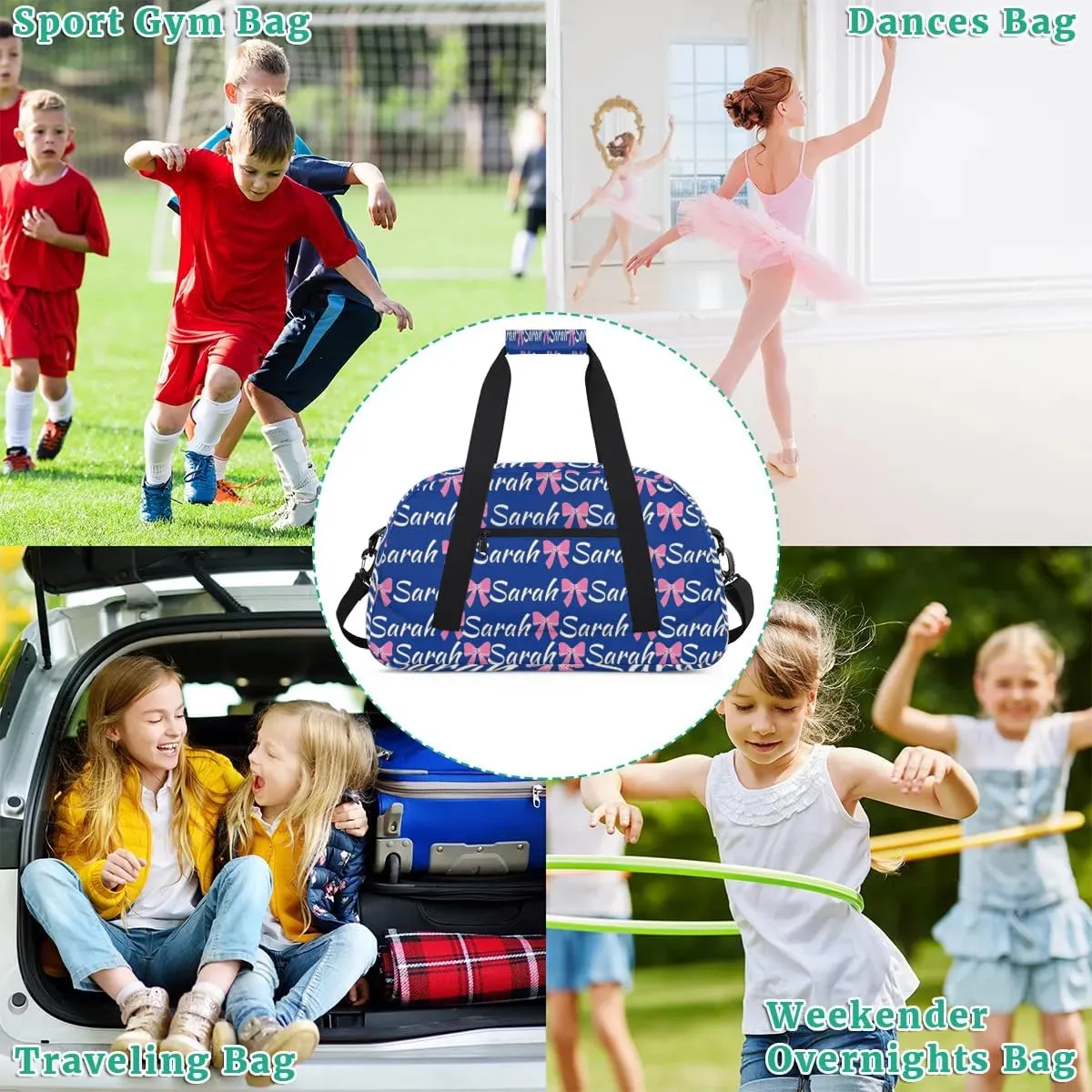 Custom Cheer Bag Girl Sport Duffel Bag, Personalized Cheerleaders Gym Bag, Customized Travel Duffle Bag with Name, Overnight Weekender Bags, Cobalt Blue, Cheerleading Gifts