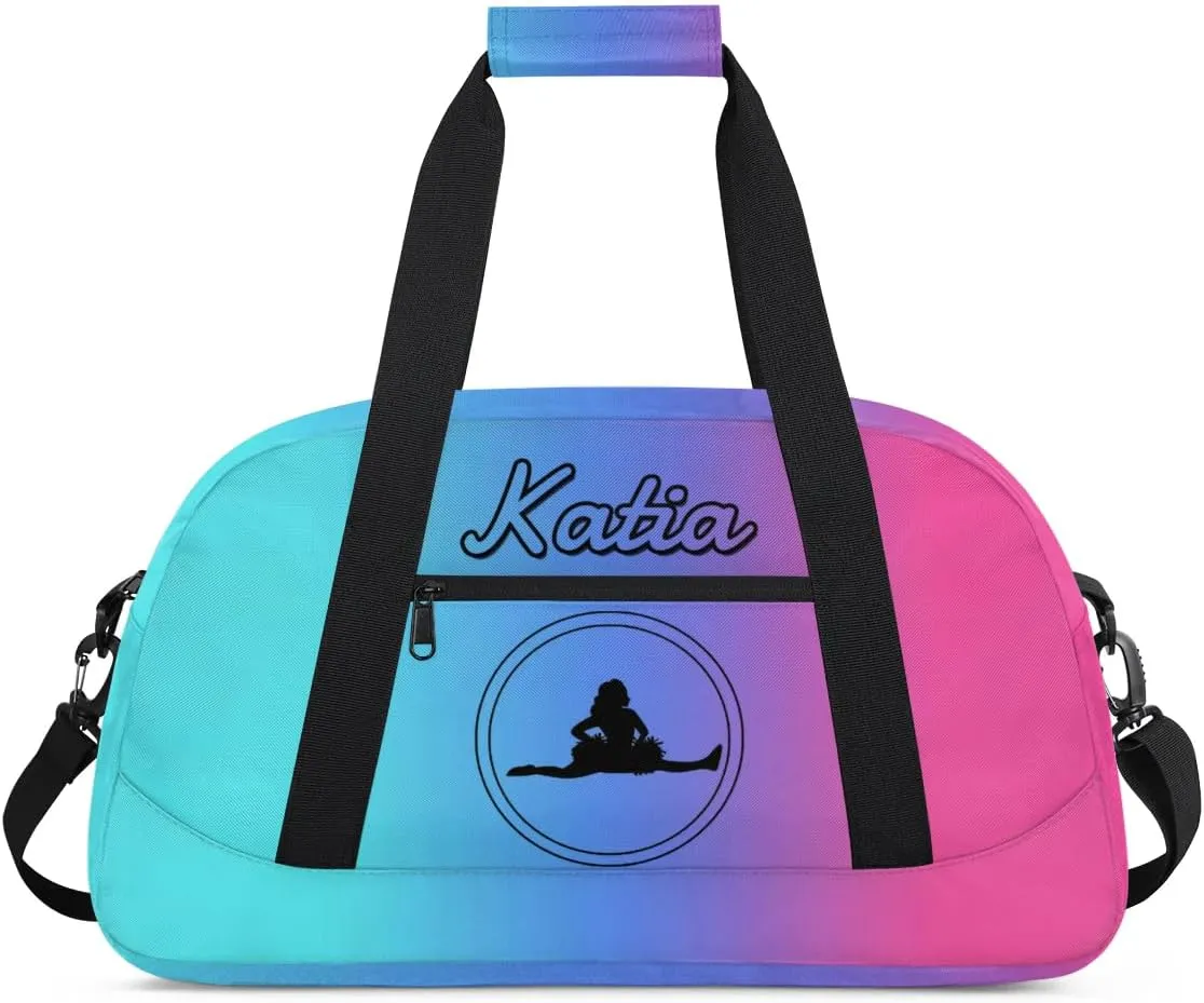 Custom Cheer Duffel Bag with Name Personalized Cheerleader Bag Sport Duffel Bag Customized Cheer Gifts Weekender Travel Bag, Blue Red