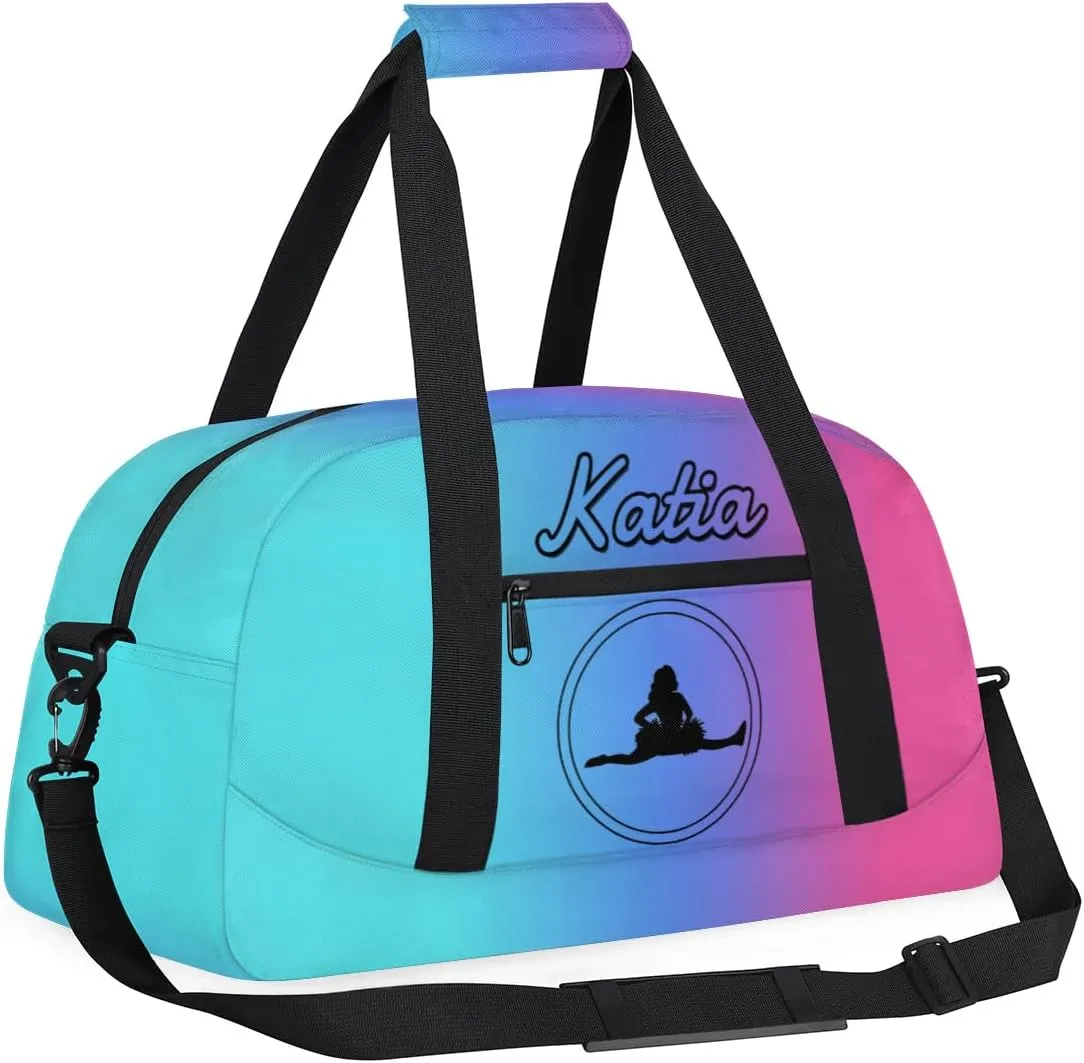 Custom Cheer Duffel Bag with Name Personalized Cheerleader Bag Sport Duffel Bag Customized Cheer Gifts Weekender Travel Bag, Blue Red