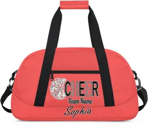 Custom Cheer Duffel Bags, Personalized Dance Sport Bag with Name, Customized Gymnastics Cheerleader Travel Bag Overnight Weekender Bags, Coral Red Gifts