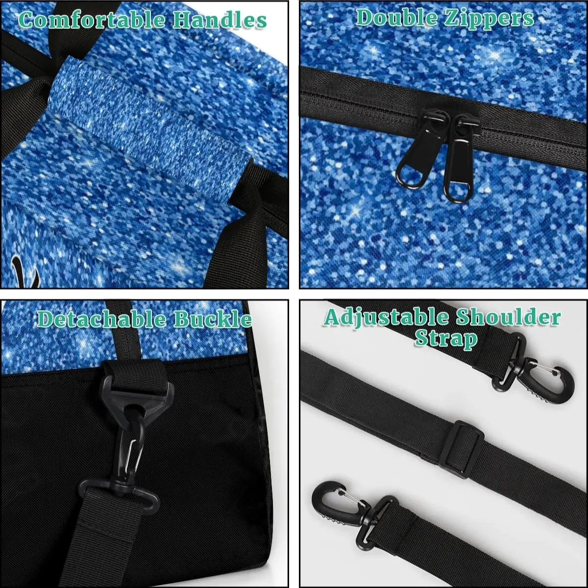 Custom Cheer Sport Bag Gym Duffel Bags Personalized Cheerleadr Bag with Team Name, Customize Travel Duffle Bags, Overnight Weekender Bag Cheerleading Gifts, Sequin Blue
