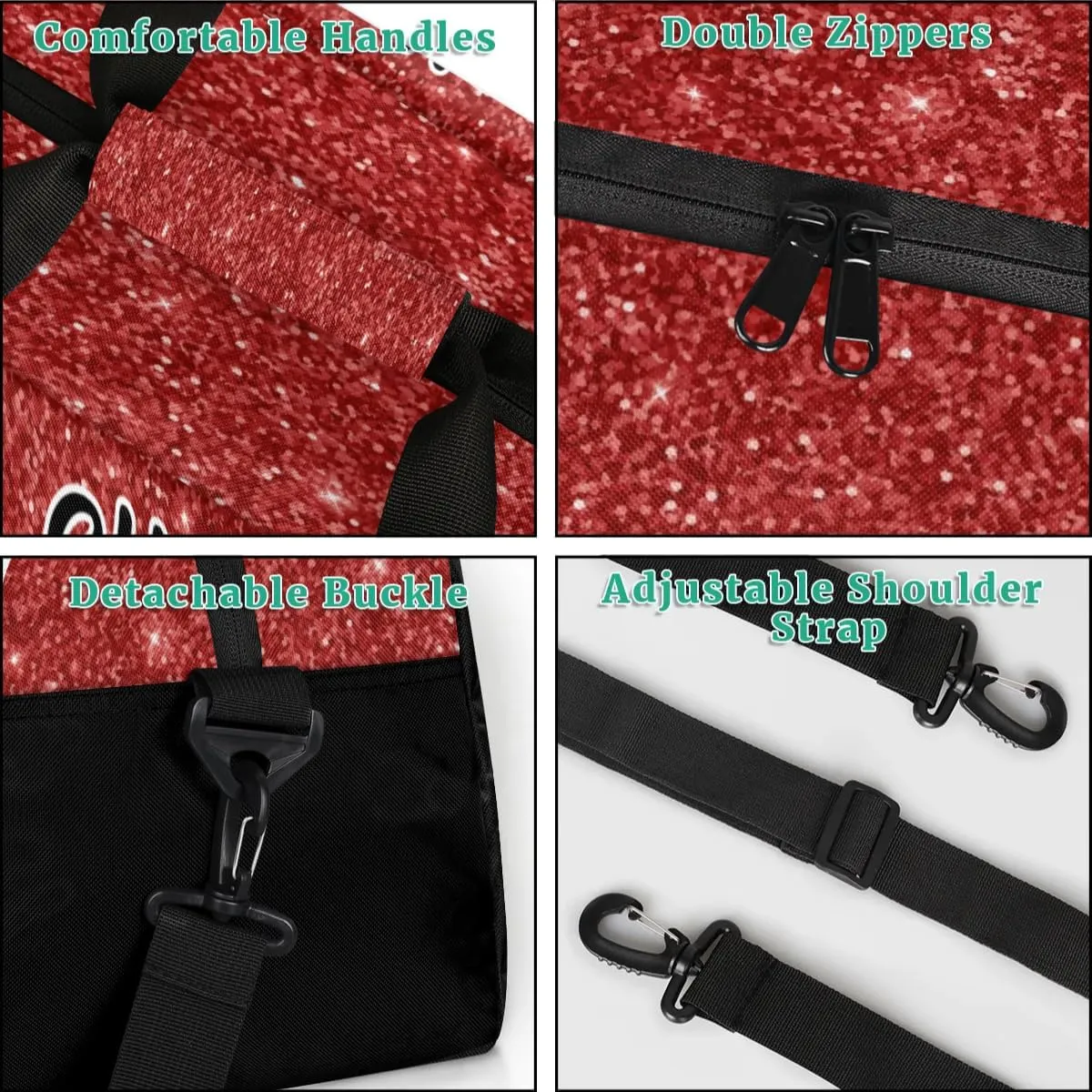 Custom Cheer Sport Bag Gym Duffel Bags Personalized Cheerleadr Bag with Team Name, Customize Travel Duffle Bags, Overnight Weekender Bag Cheerleading Gifts, Sequin Red