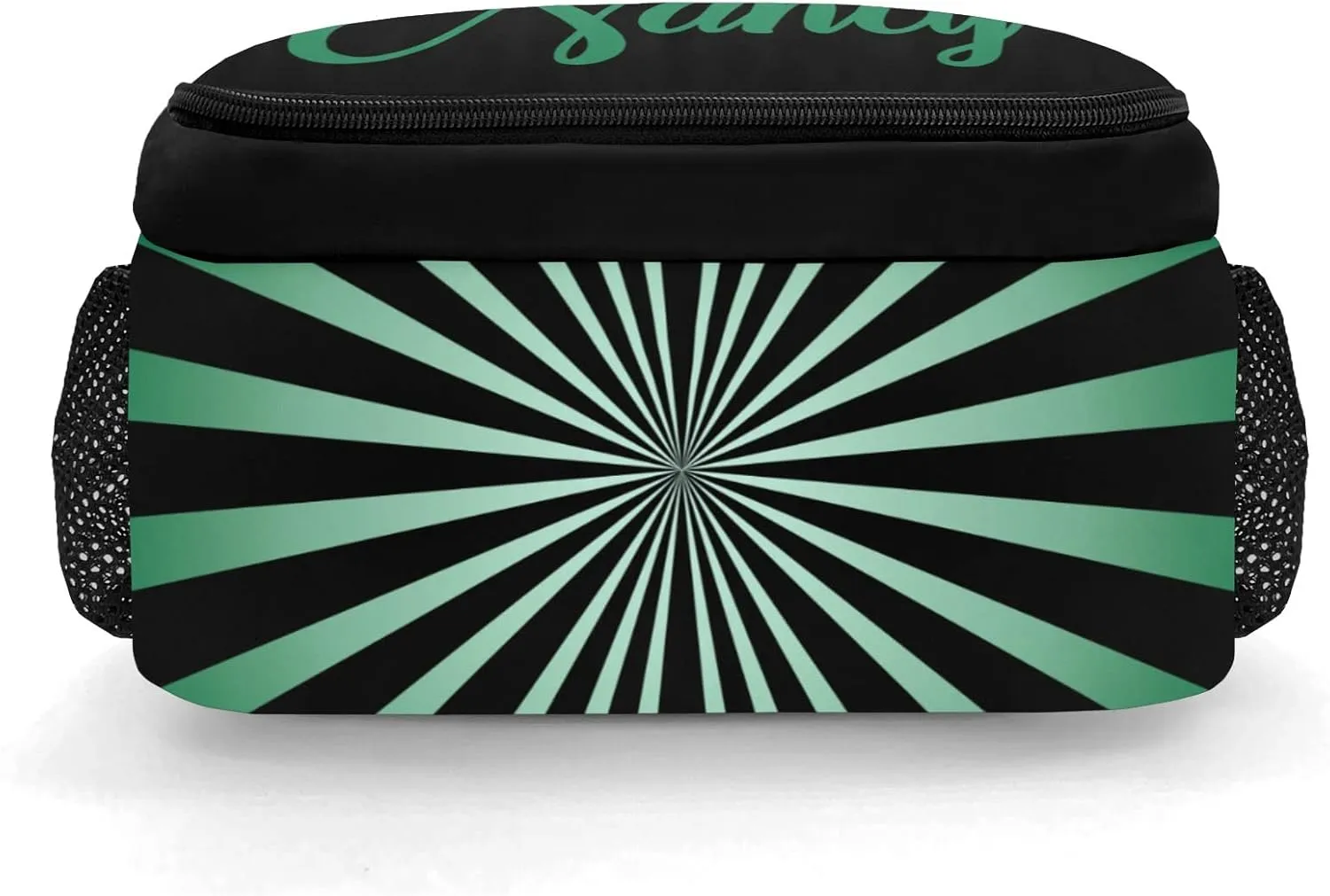 Custom Cheerleaders Backpack Name Casual Bag Daypack for Women Men Camping Hiking Green Shine Green Stripes
