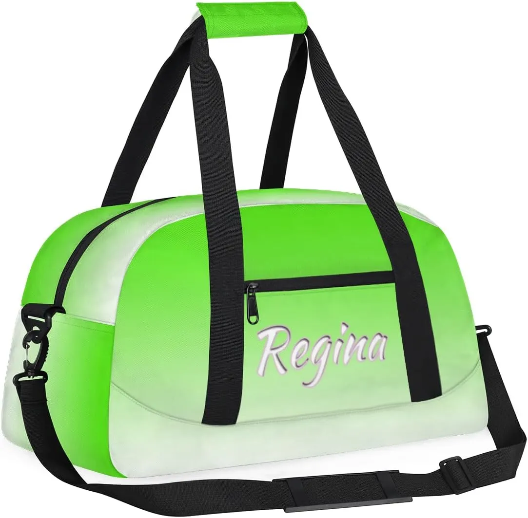 Custom Dance Bag Personalized Duffel Dance Bag Gymnastics Sport Bag Waterproof Carry on Travel Bag Overnight Weekender Bags, Light Green Gradient