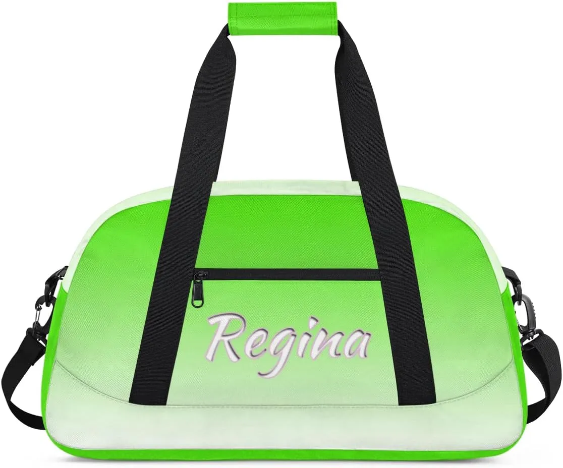 Custom Dance Bag Personalized Duffel Dance Bag Gymnastics Sport Bag Waterproof Carry on Travel Bag Overnight Weekender Bags, Light Green Gradient