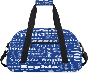 Custom Gym Duffel Bag for Women Men, Personalized Name Sport Bag Overnight Bags Customized Travel Weekender Bag, Cobalt Blue