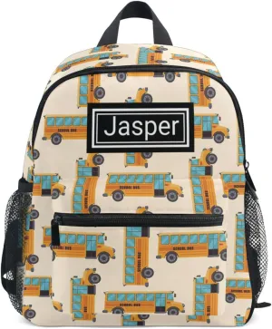 Custom Kid's Name Toddler Backpack for Boys Girls School Bus Pattern Personalized Daycare Preschool Kindergarten Bookbag S