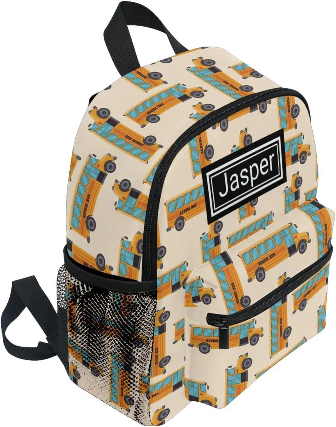 Custom Kid's Name Toddler Backpack for Boys Girls School Bus Pattern Personalized Daycare Preschool Kindergarten Bookbag S