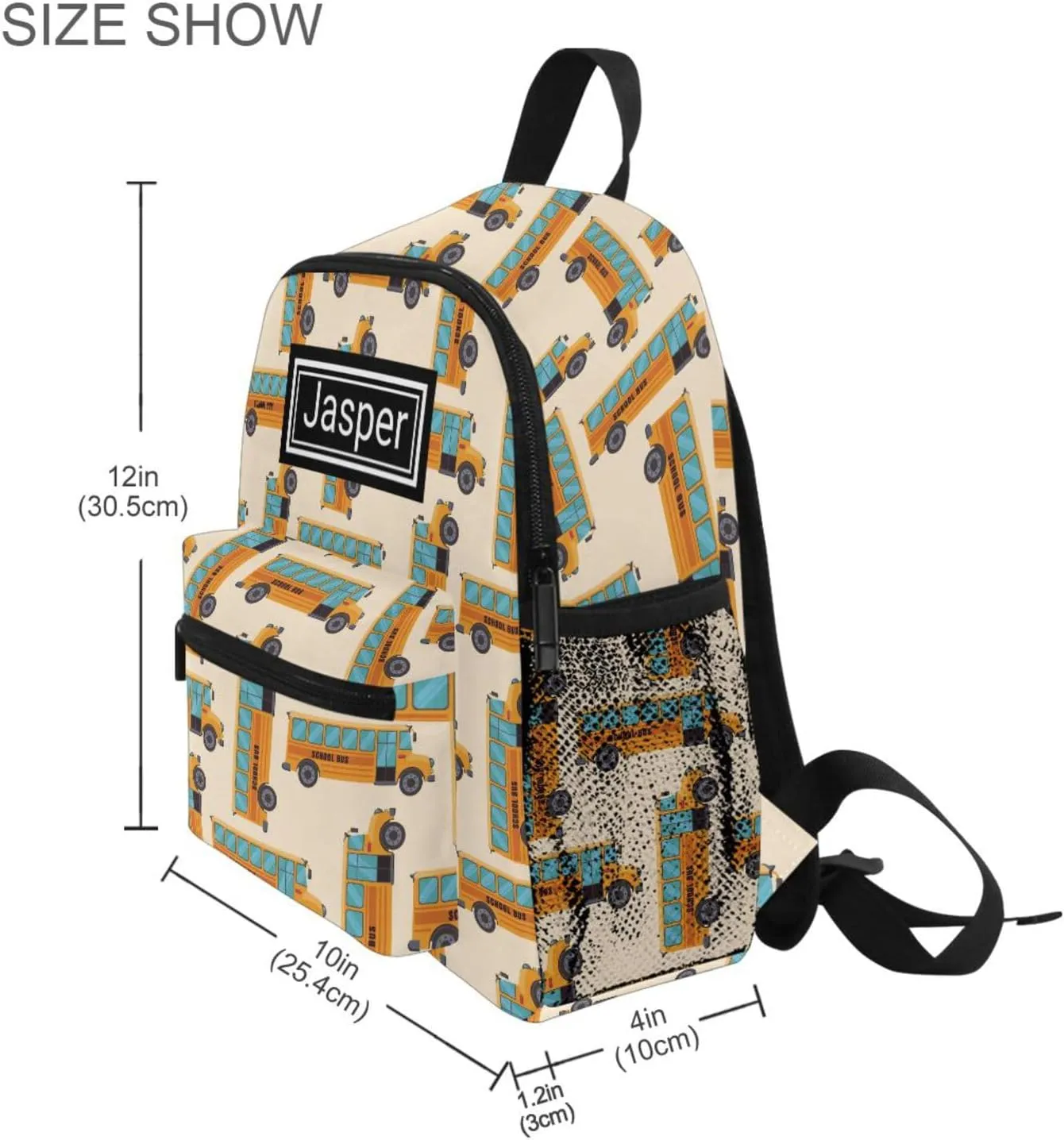 Custom Kid's Name Toddler Backpack for Boys Girls School Bus Pattern Personalized Daycare Preschool Kindergarten Bookbag S