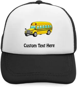 Custom Kids Trucker Hat School Bus Smiling Polyester Boys Caps & Girls
