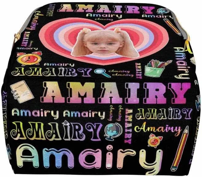 Custom Photo Bag Backpack for Baby Boy Girl Personalized Cartoon Pattern Travel Outdoor Mommy Backpack with Baby's Name Customized Nursing Bags Shoulders Bag Gift for New Mom Dad