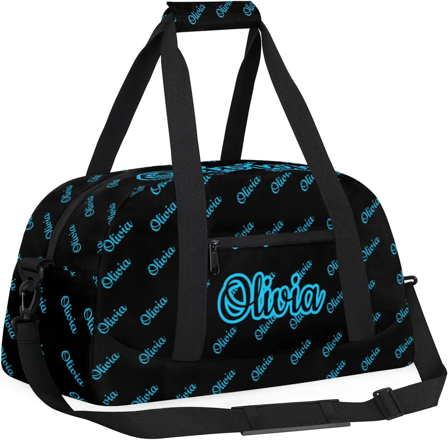 Custom Sport Duffel Bags Personalized Travel Overnight Bag Waterproof Dance Bag Lightweight Carry-On Tote for Women Men 18.9in, Black Blue