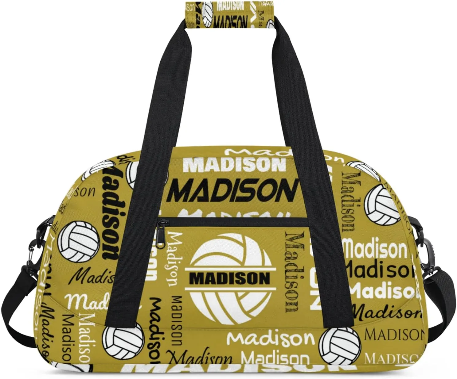 Custom Volleyball Gym Bag Duffel Bag for Women Men, Personalized Name Sport Bag Customized Overnight Bags Travel Weekender Bag, Brown