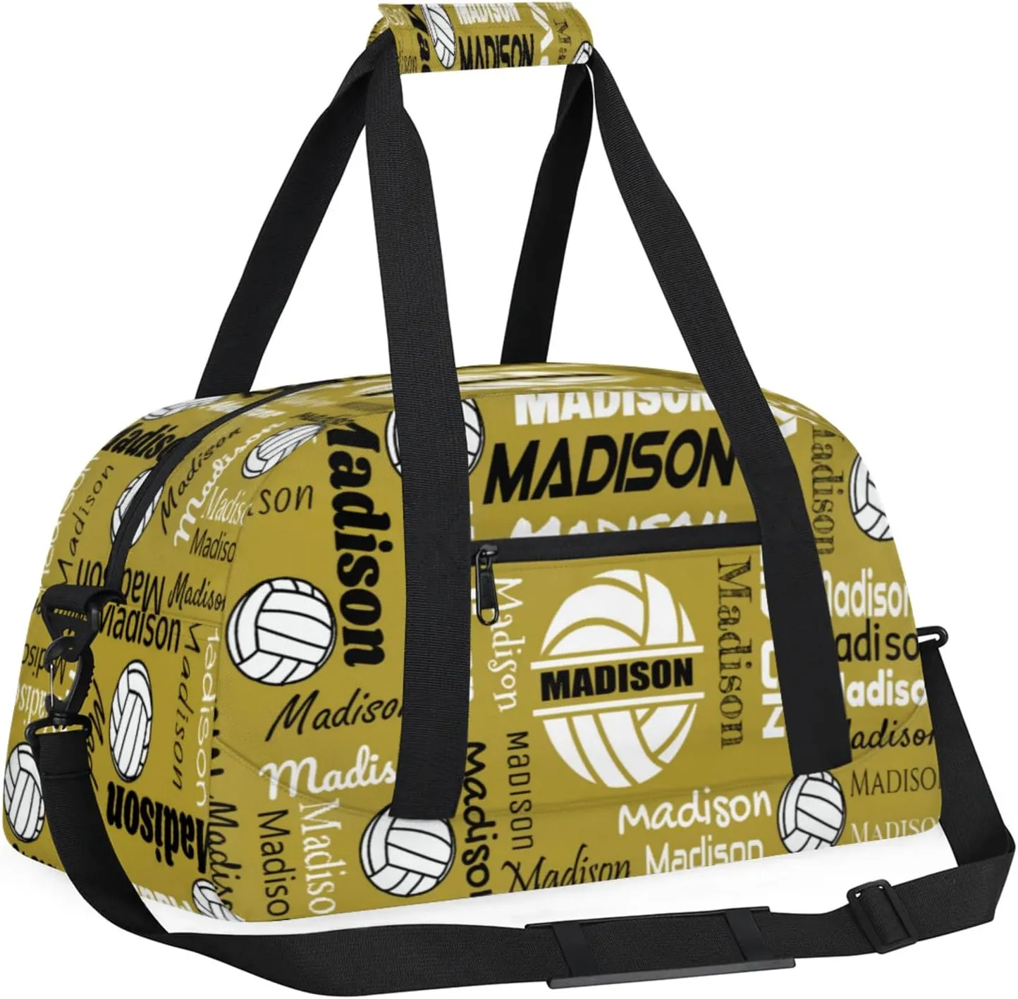 Custom Volleyball Gym Bag Duffel Bag for Women Men, Personalized Name Sport Bag Customized Overnight Bags Travel Weekender Bag, Brown