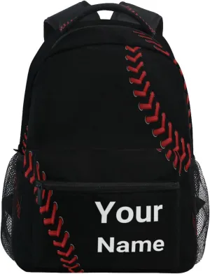Custom You Name Fashion Baseball Stripes Backpack,Casual Daypacks Outdoor Sports Rucksack School Shoulder Bag for Men Women Boys Girls 12x7.3x16.9in