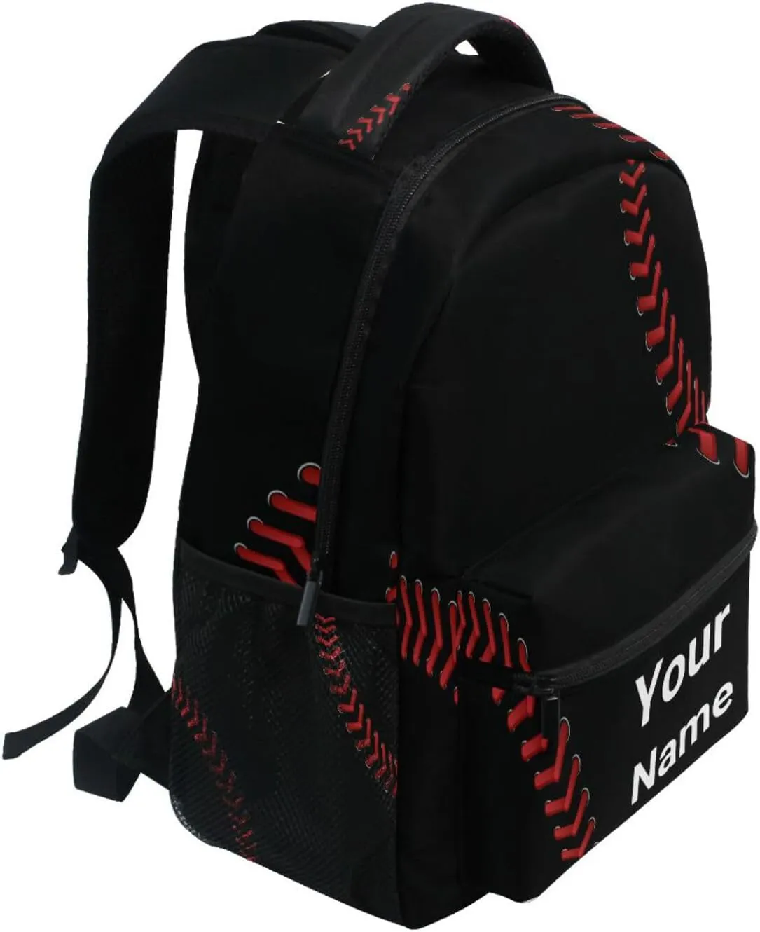 Custom You Name Fashion Baseball Stripes Backpack,Casual Daypacks Outdoor Sports Rucksack School Shoulder Bag for Men Women Boys Girls 12x7.3x16.9in