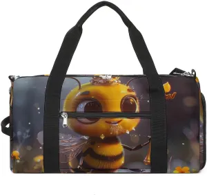 Cute Bee Sports Gym Bag for Men Women Travel Duffel Bag with Shoulder Strap