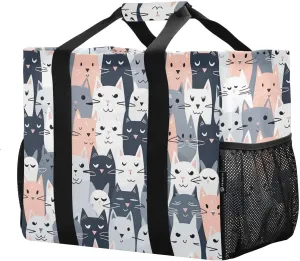 Cute Cats Pink Foldable Travel Duffel Bag for Men Women Waterproof Weekender Overnight Carry On Tote Bag with Comfortable Handle Hospital Bag for Airplane Sport Hospital Business Trips