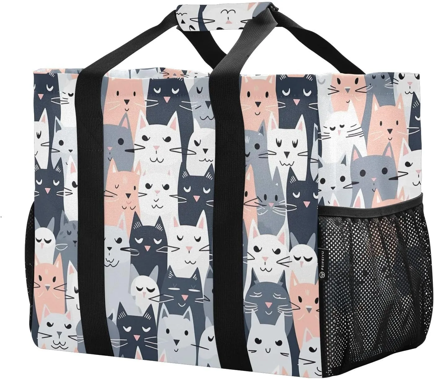 Cute Cats Pink Foldable Travel Duffel Bag for Men Women Waterproof Weekender Overnight Carry On Tote Bag with Comfortable Handle Hospital Bag for Airplane Sport Hospital Business Trips