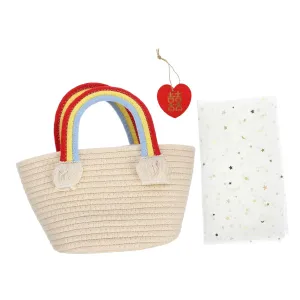 Cute Cotton Woven Bag Straw Beach Bag Zipper for Women Valentine's Baskets