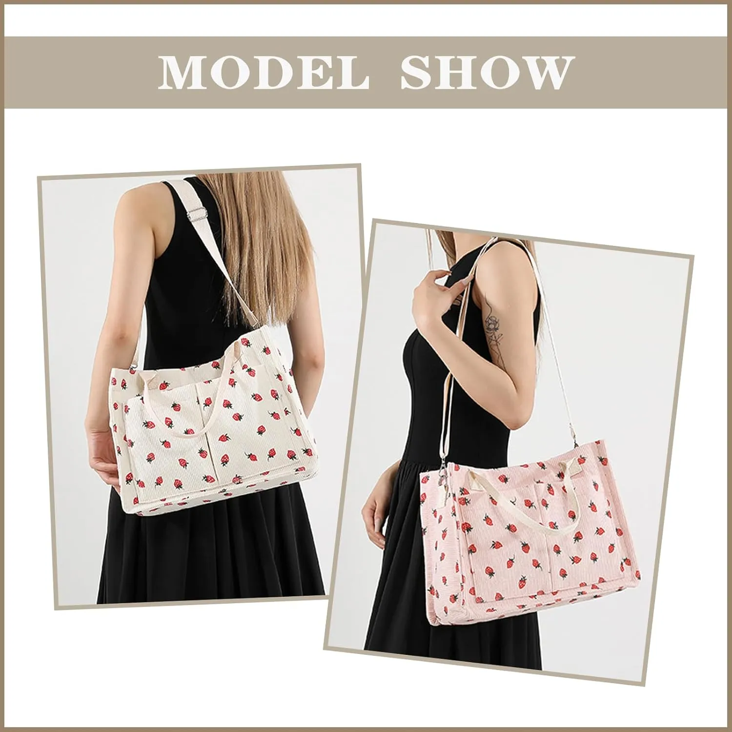 Cute Crossbody Bag For Women Girls Strawberry Purse Corduroy Tote Bag Fashion Chain Shoulder Handbag Canvas Bags
