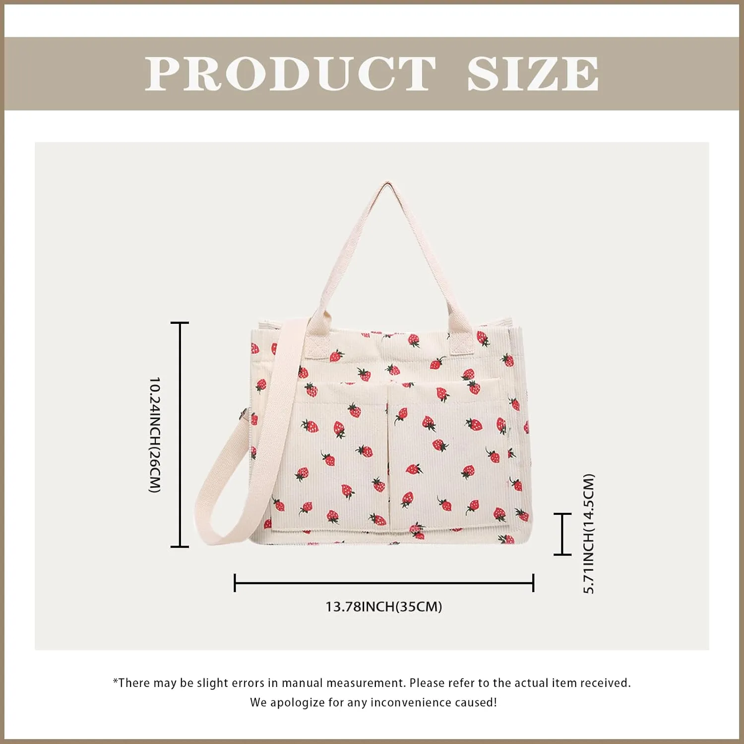 Cute Crossbody Bag For Women Girls Strawberry Purse Corduroy Tote Bag Fashion Chain Shoulder Handbag Canvas Bags