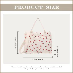 Cute Crossbody Bag For Women Girls Strawberry Purse Corduroy Tote Bag Fashion Chain Shoulder Handbag Canvas Bags