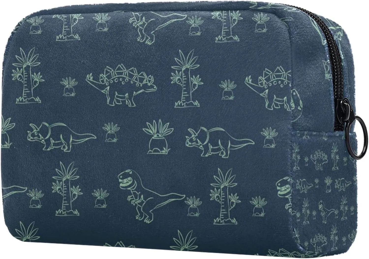 Cute Dinosaur Outline Pattern Cosmetic Makeup Bags, Small Travel Zipper Pouch Portable Toiletry Bag Makeup Organizer for Women Teen Girls
