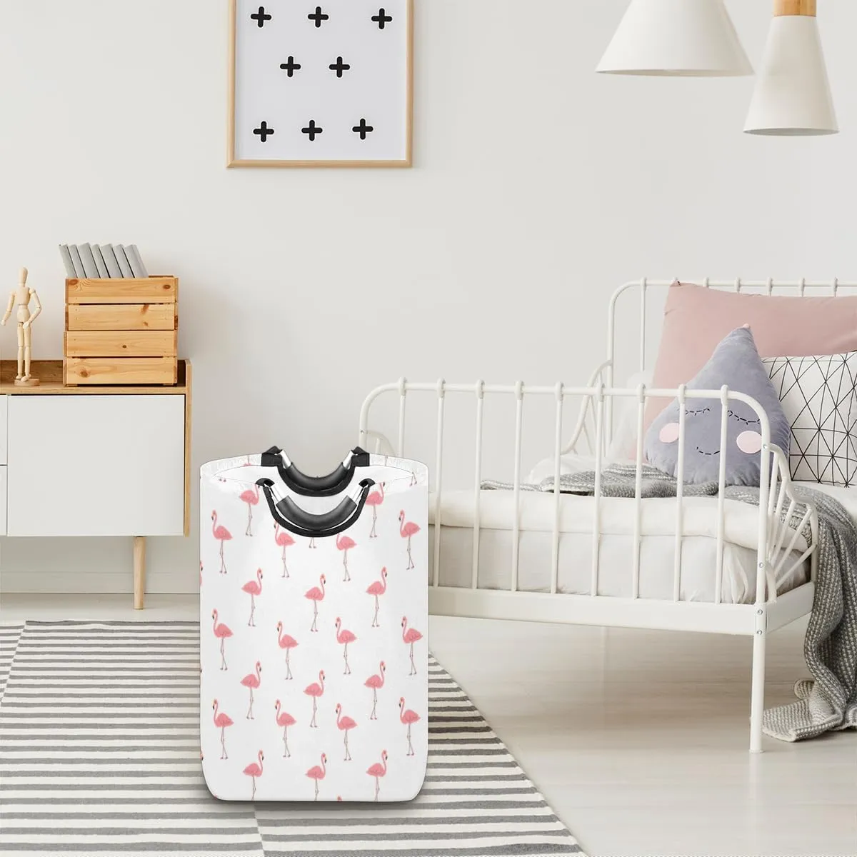 Cute Flamingo Laundry Basket Collapsible Laundry Hamper Waterproof Dirty Clothes Storage Baskets Foldable Washing Bin Laundry Bag With Handles for College Dorm Family