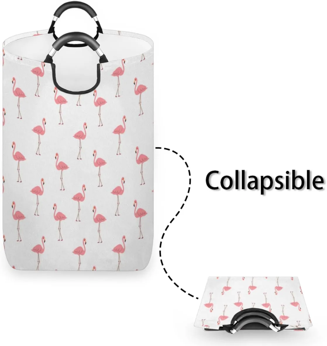 Cute Flamingo Laundry Basket Collapsible Laundry Hamper Waterproof Dirty Clothes Storage Baskets Foldable Washing Bin Laundry Bag With Handles for College Dorm Family