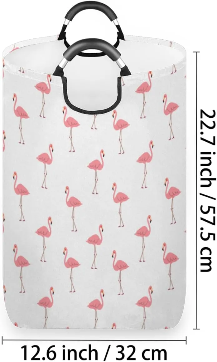 Cute Flamingo Laundry Basket Collapsible Laundry Hamper Waterproof Dirty Clothes Storage Baskets Foldable Washing Bin Laundry Bag With Handles for College Dorm Family