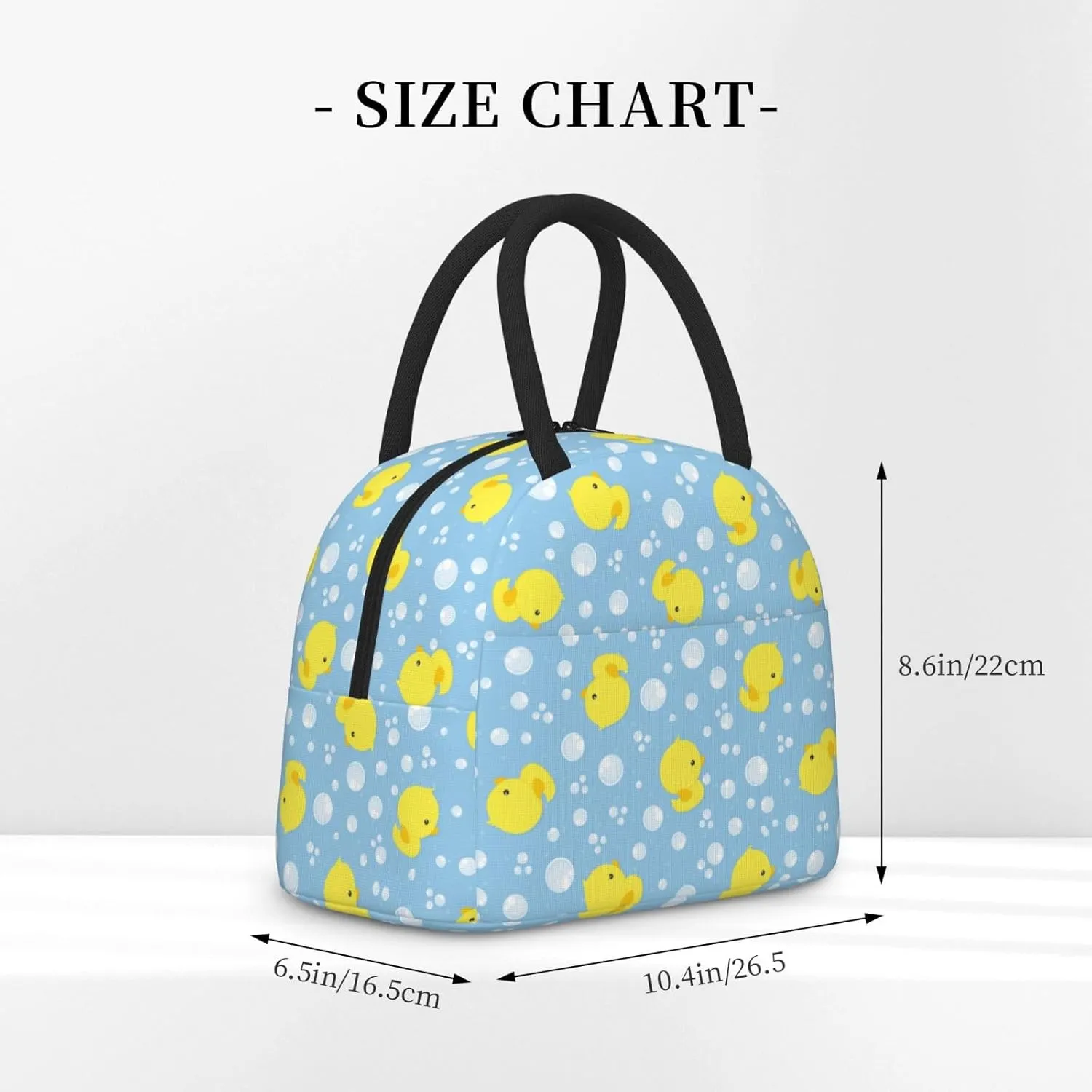 Cute Rubber Ducks Blue Background Insulated Lunch Bag Handbag lunchbox Food Container Gourmet Tote for School Office Work Picnic Travel