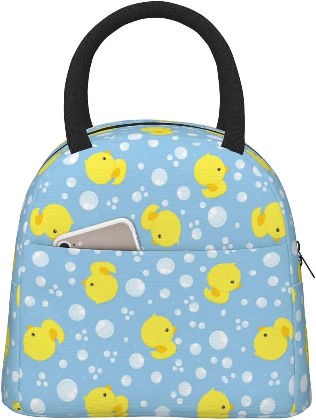 Cute Rubber Ducks Blue Background Insulated Lunch Bag Handbag lunchbox Food Container Gourmet Tote for School Office Work Picnic Travel