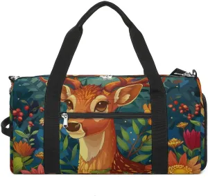 Cute Sika Deer Sports Gym Bag for Men Women Travel Duffel Bag with Shoulder Strap